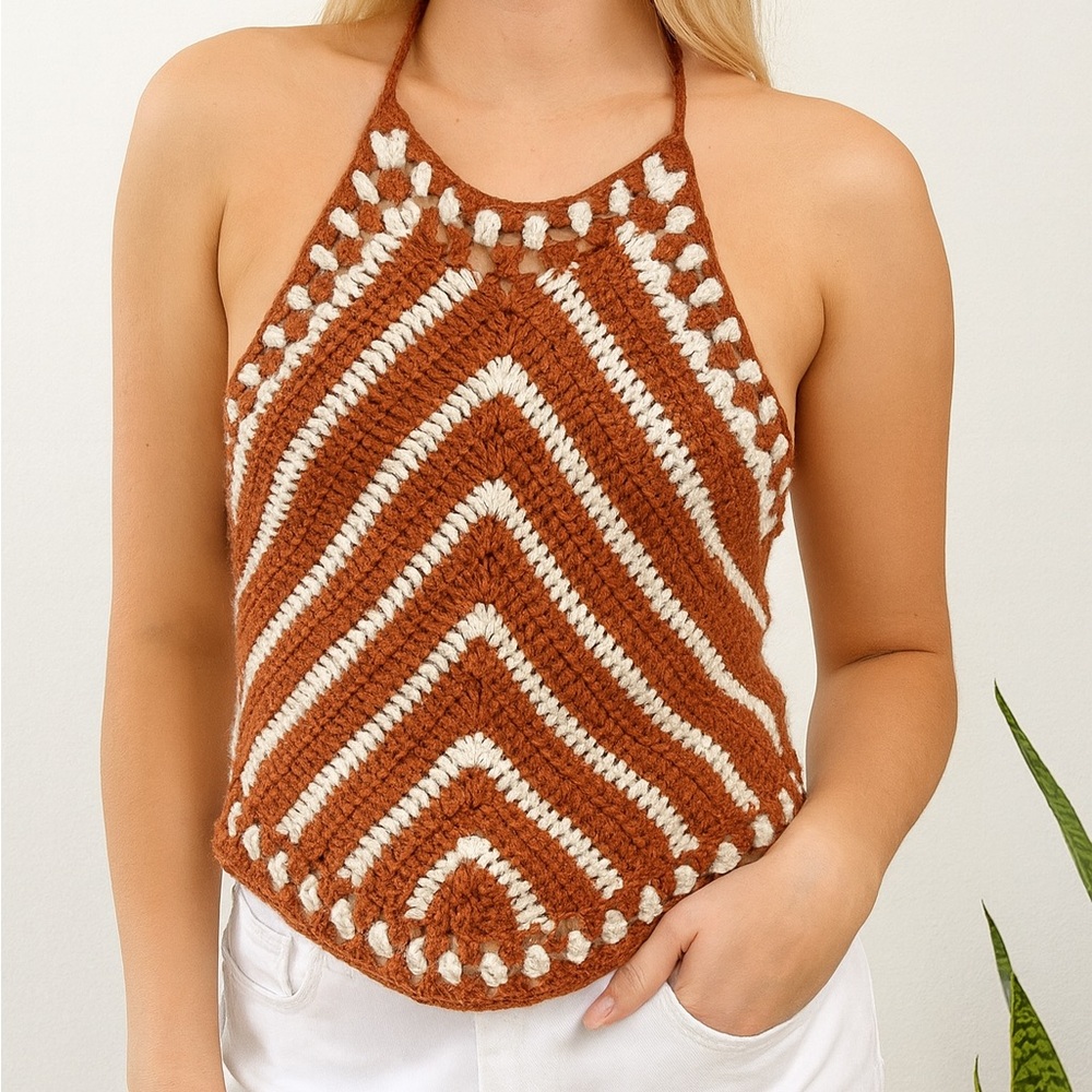 Women's Knit Tank Baby Cami Flowers Sz S/M 70s Y2K Funky NWT Fairy Event Concert